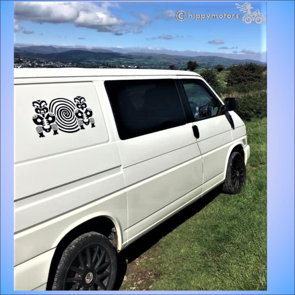 Maori figures decal sticker on VW camper van combi T25