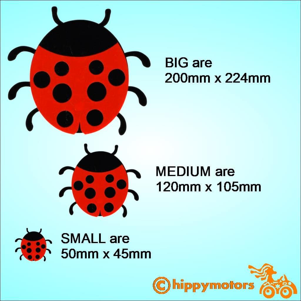 ladybird decal sticker sizes