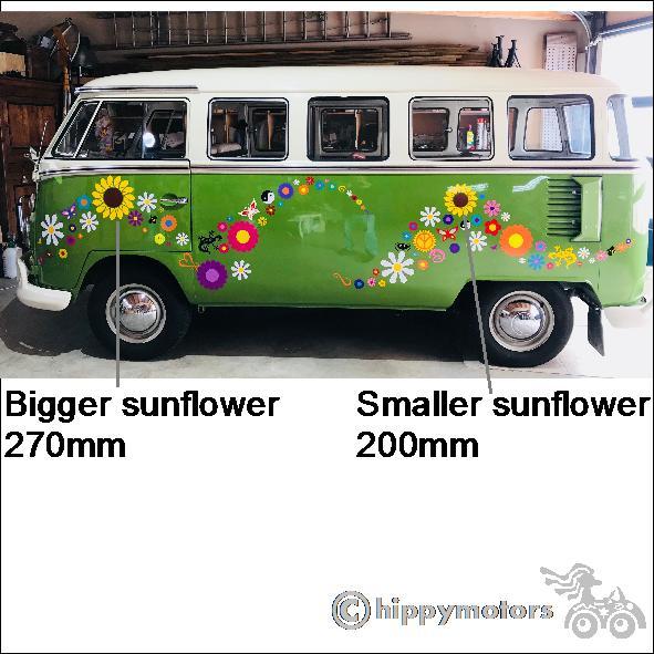 sunflower vinyl stickers on VW camper van