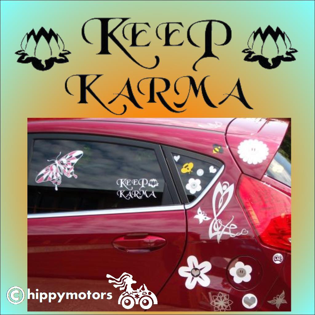 Keep Karma vinyl decal sticker on car