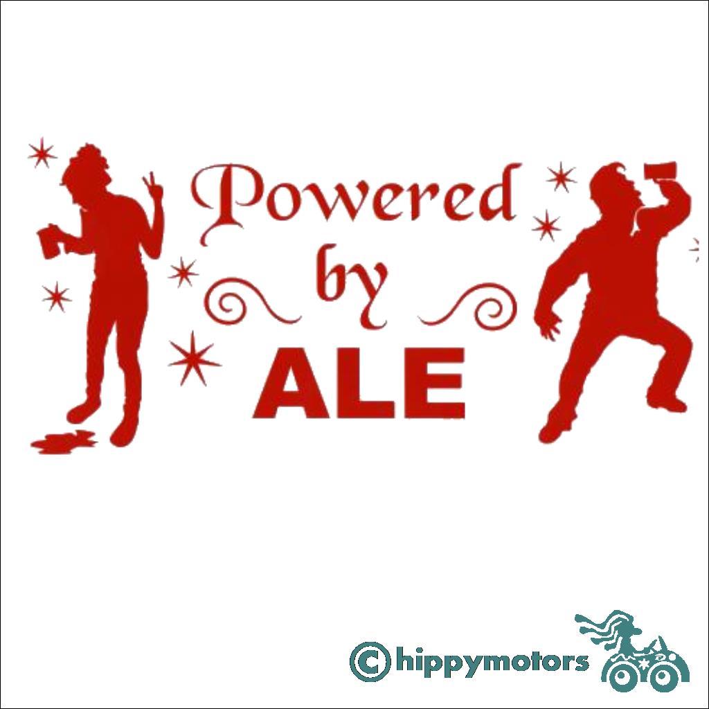 powered by ale decal showing drinking and drunk people