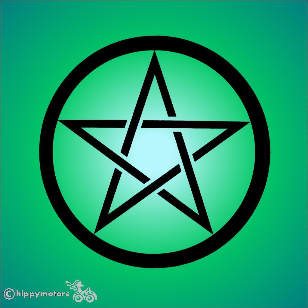 pentagram pentagle star sicker for cars, camper vans, caravans and windows