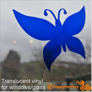 translucent vinyl butterfly on glass window