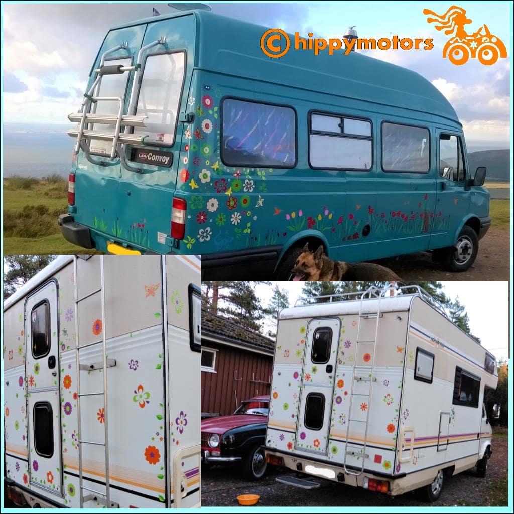 flower and leaf caravan and camper van decals by hippy motors