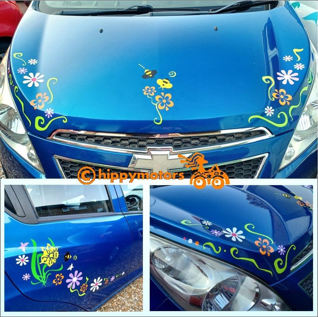 flower tot car sticker decals on car bonnet