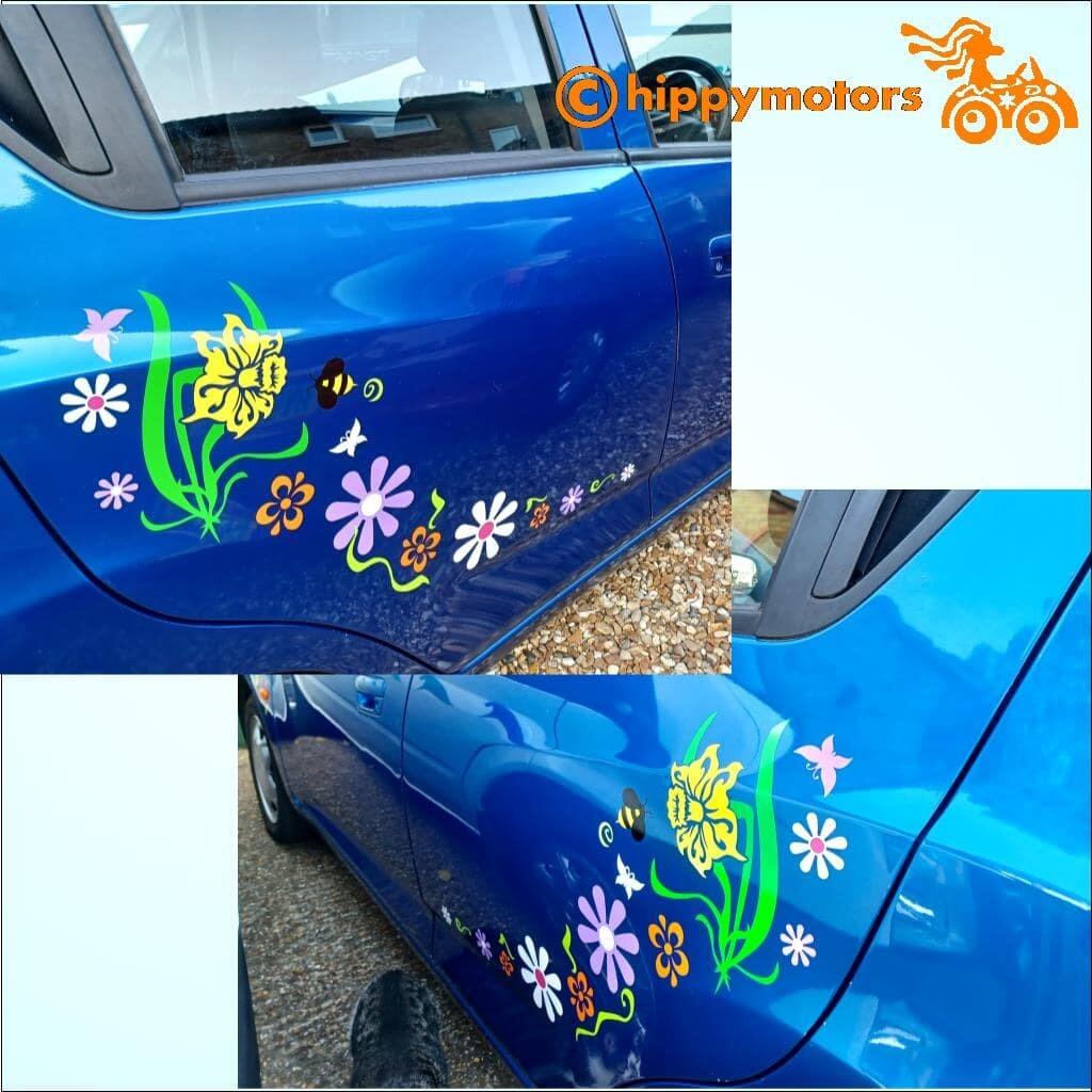 daffodil vinyl car sticker decal on side of a car