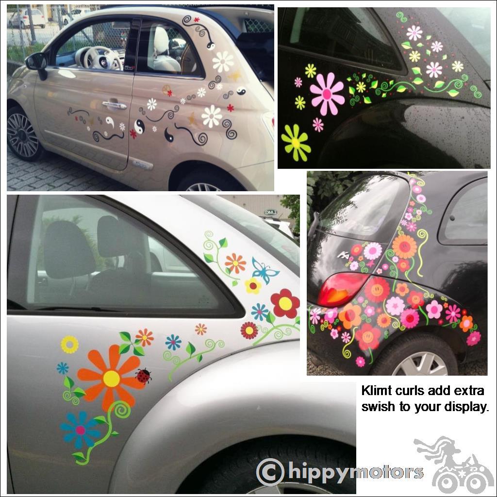curl vine stem vinyl sticker graphics on cars VW beetle caravans