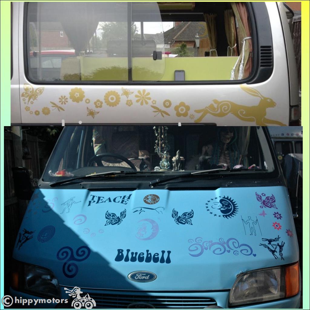 hare and fairy car decals caravan stickers hippy motors