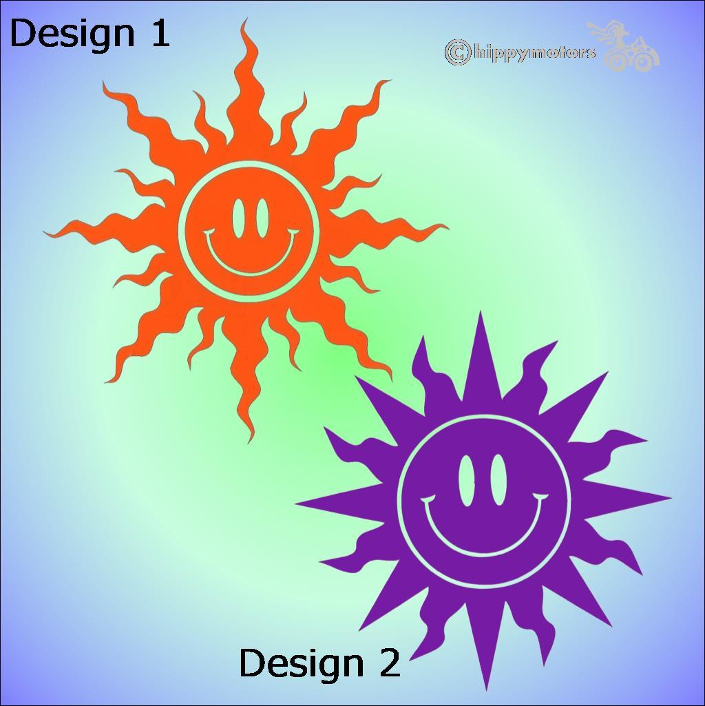 smiley sun vinyl decal stickers for windows, cars, caravans and all vehicles