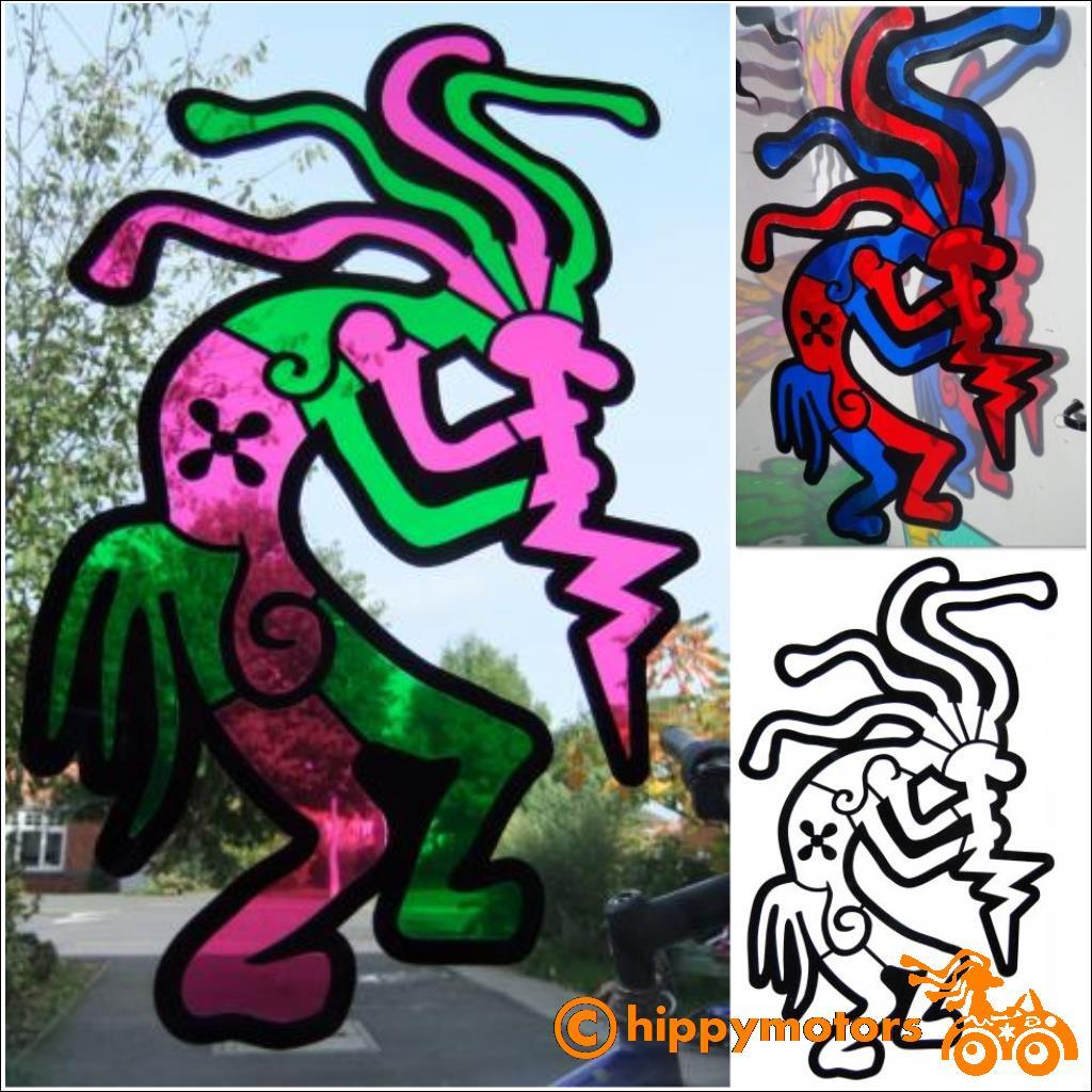 Kokopelli window decal sticker with stained glass look