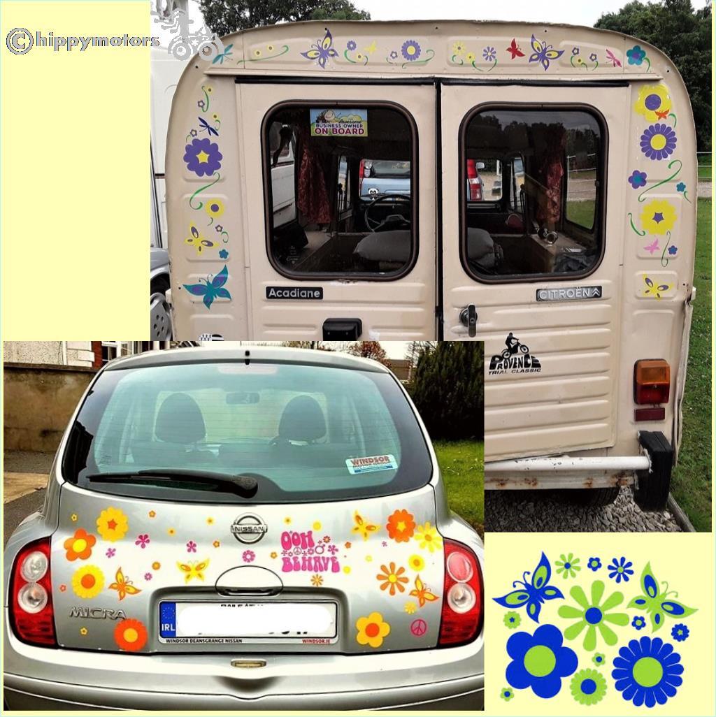 butterfly flower vinyl stickers for camper van and cars