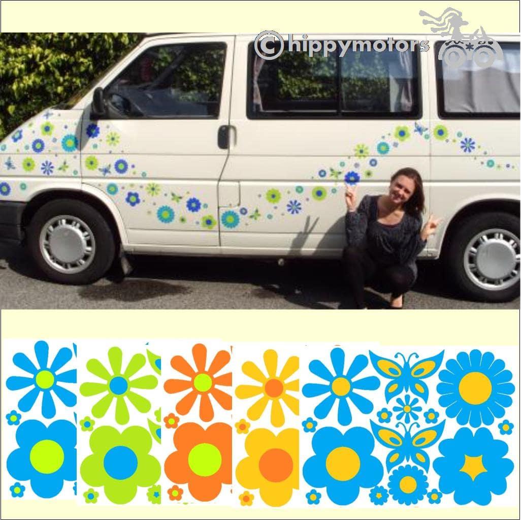 large pack of flower and butterfly decals for vehicles