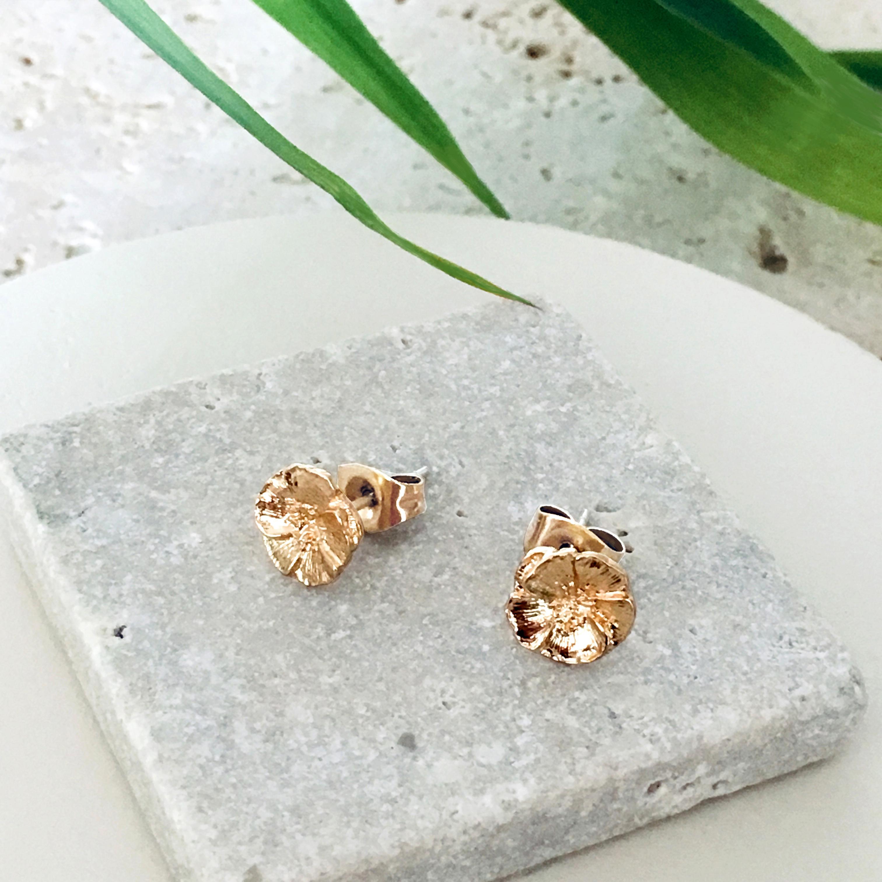 Menagerie - Gold Camellia Stud Earrings