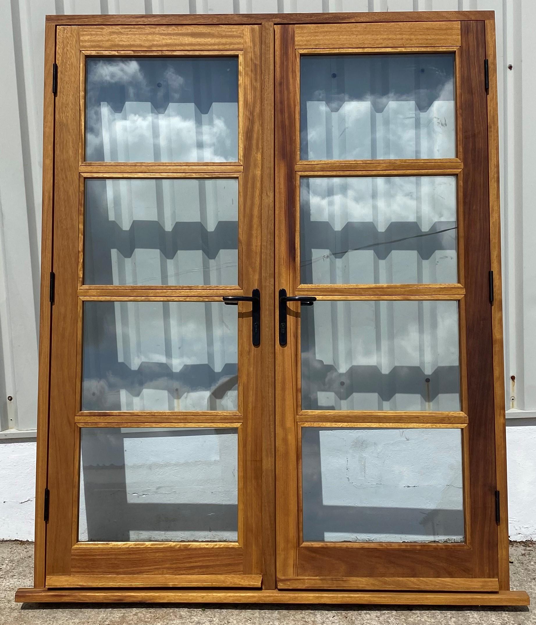 Solid Wood External 4 Glass Panel French  Doors  Standard 