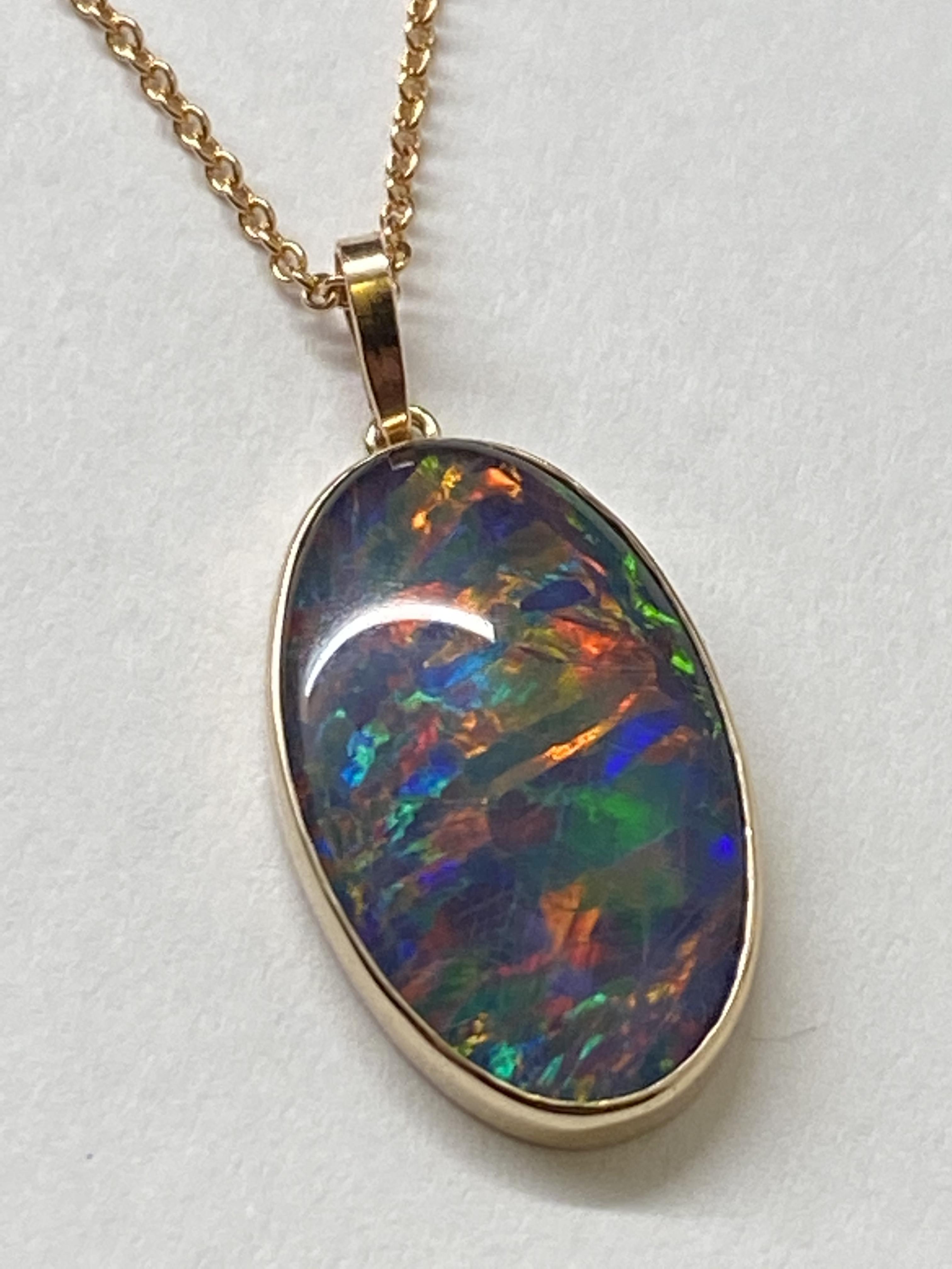 9ct rose gold opal pendant