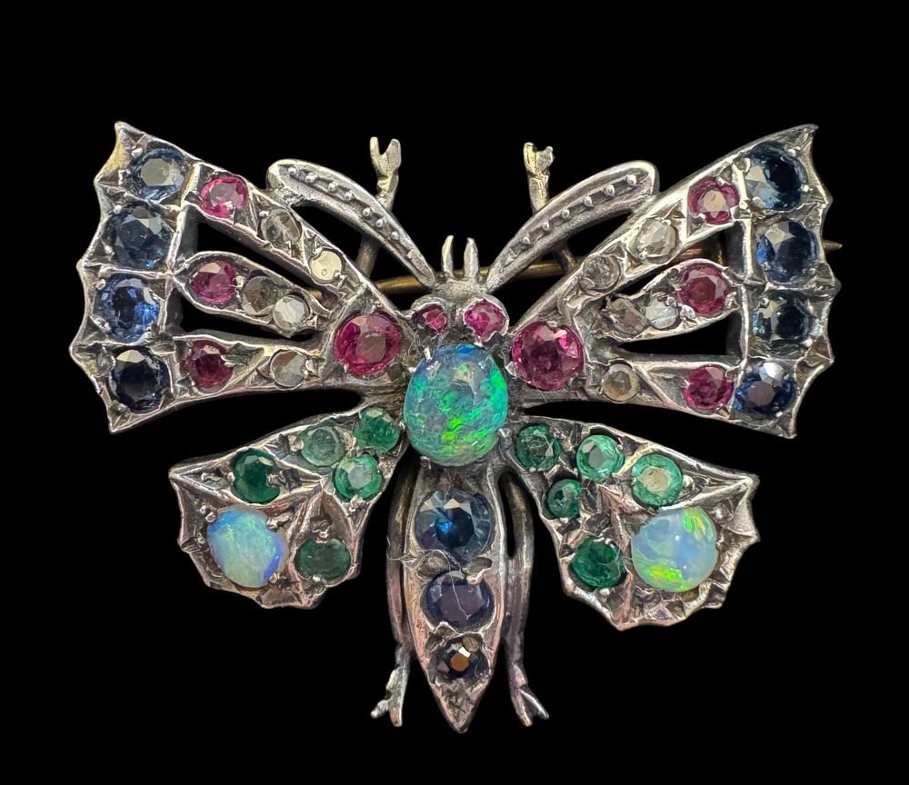 Victorian gemset butterfly brooch
