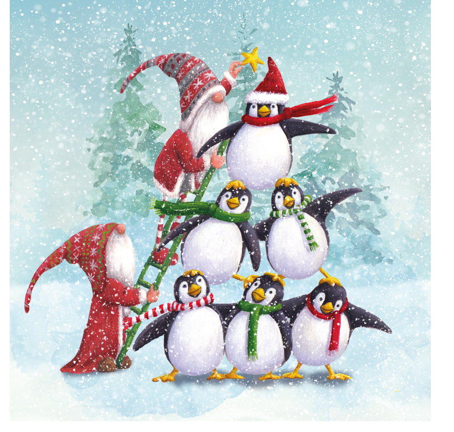 Gnome Penguins Christmas cards