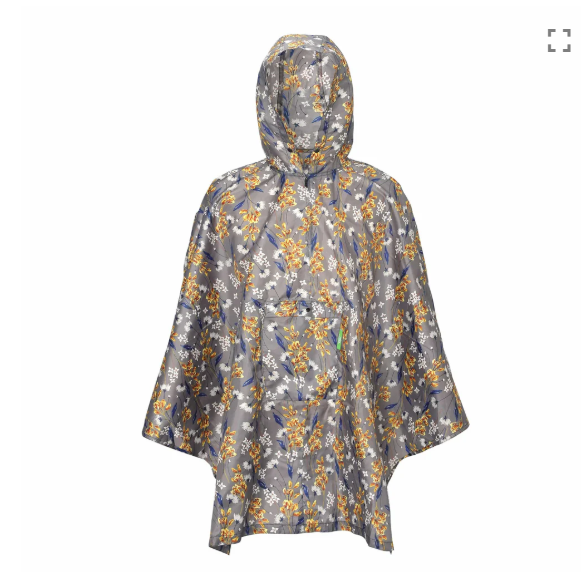 flowers grey poncho