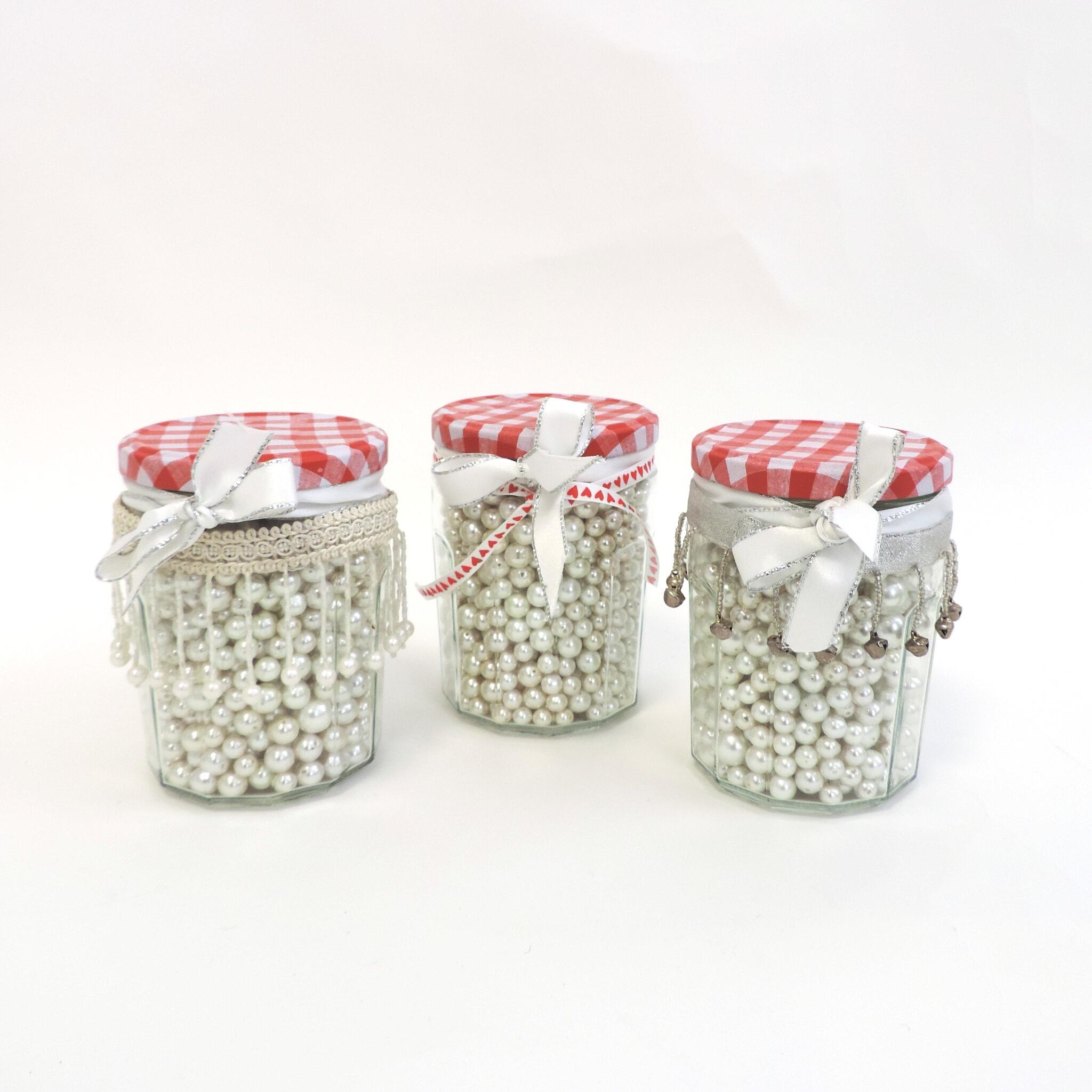 jars of white beads