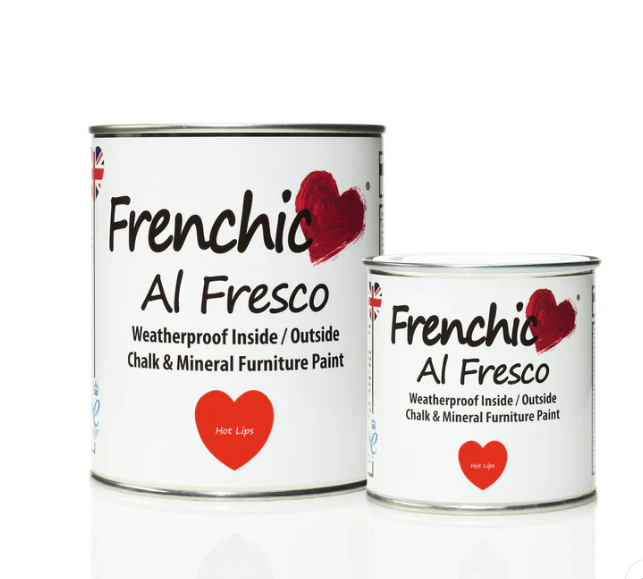 two tins showing various sizes of frenchic al fresco in hot lips