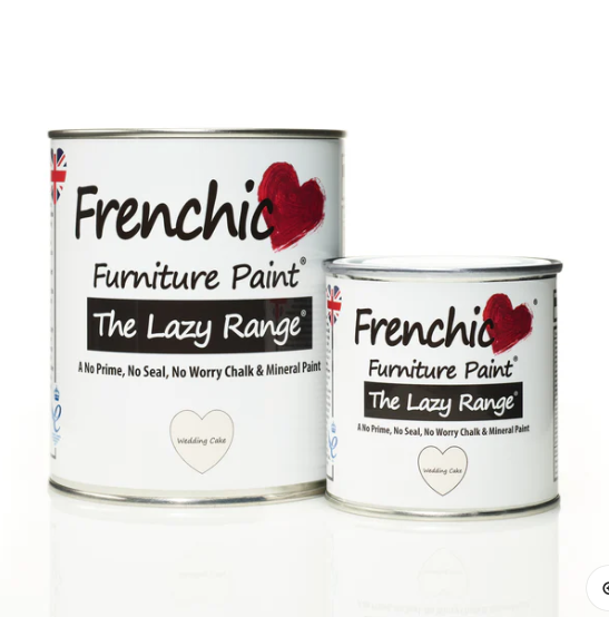 two tins showing various sizes of frenchic the lazy range in wedding cake