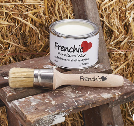 small wax brush with tin of  furniture wax