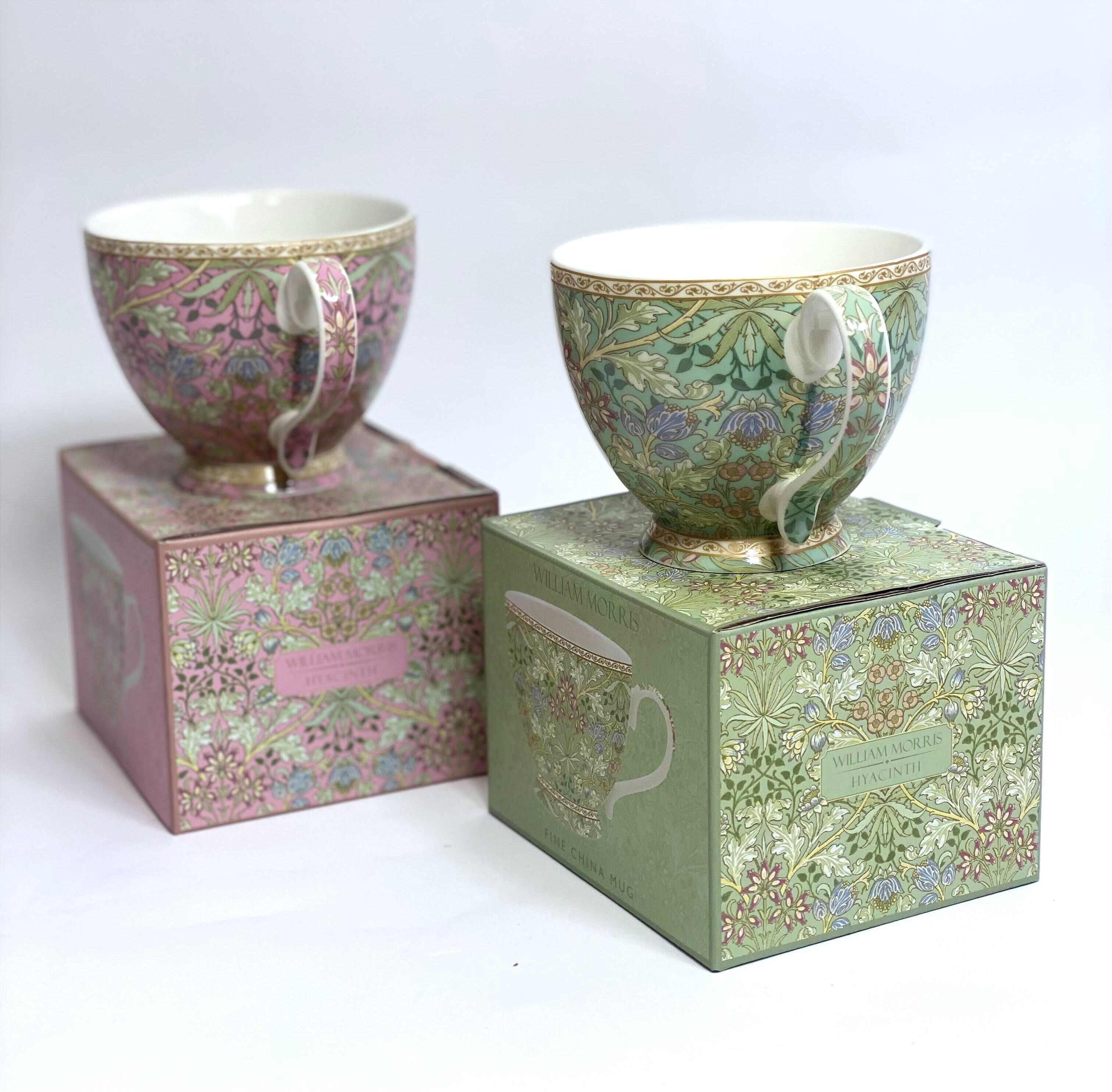 Two William Morris Mugs on top of the packaging box