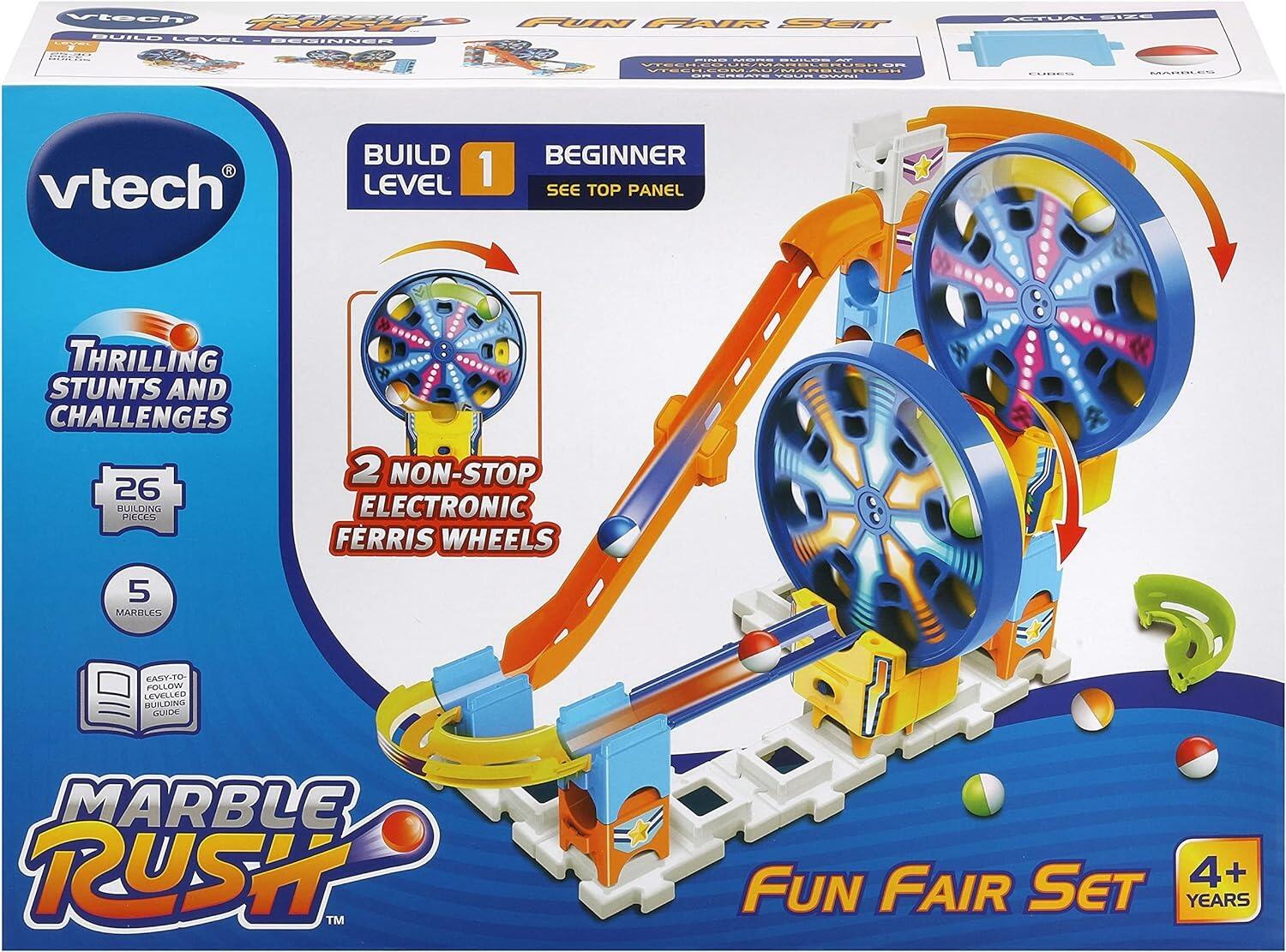 VTech Marble Rush Speedway, Construction Toys for Kids with 5 Marbles and  70 Building Pieces, Electronic Marble Run, Colour-Coded Building Toy, 4