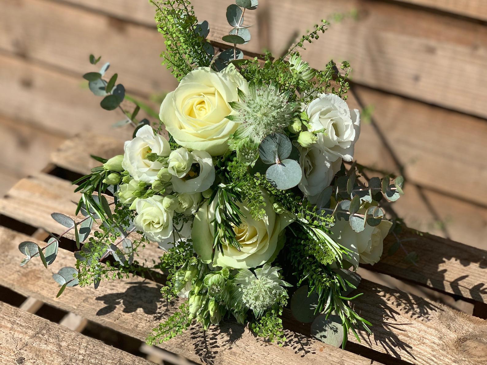 Bridesmaids White and Green Bouquet