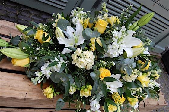Yellow & White Casket Flowers Double Ended Spray