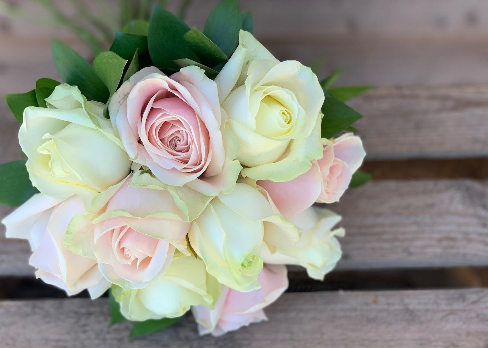 Bridesmaids Ivory & Pink Rose Bouquet
