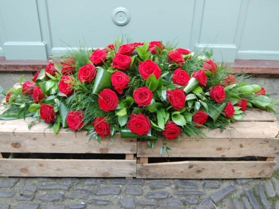 Red Rose Casket Double Ended Spray