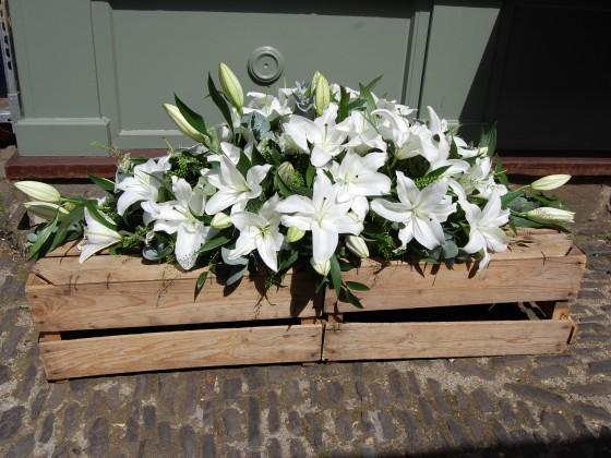 White Lily Casket Double Ended Spray