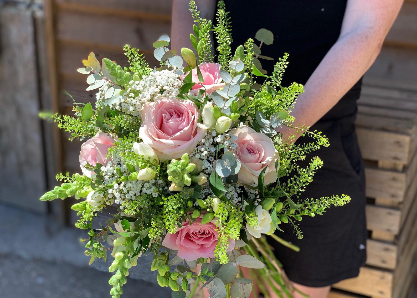 Pink and White Bridal Bouquet