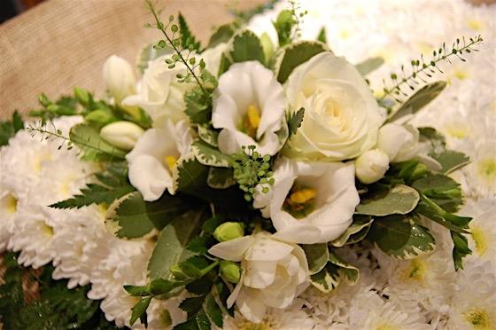 Bro green & white floral tribute
