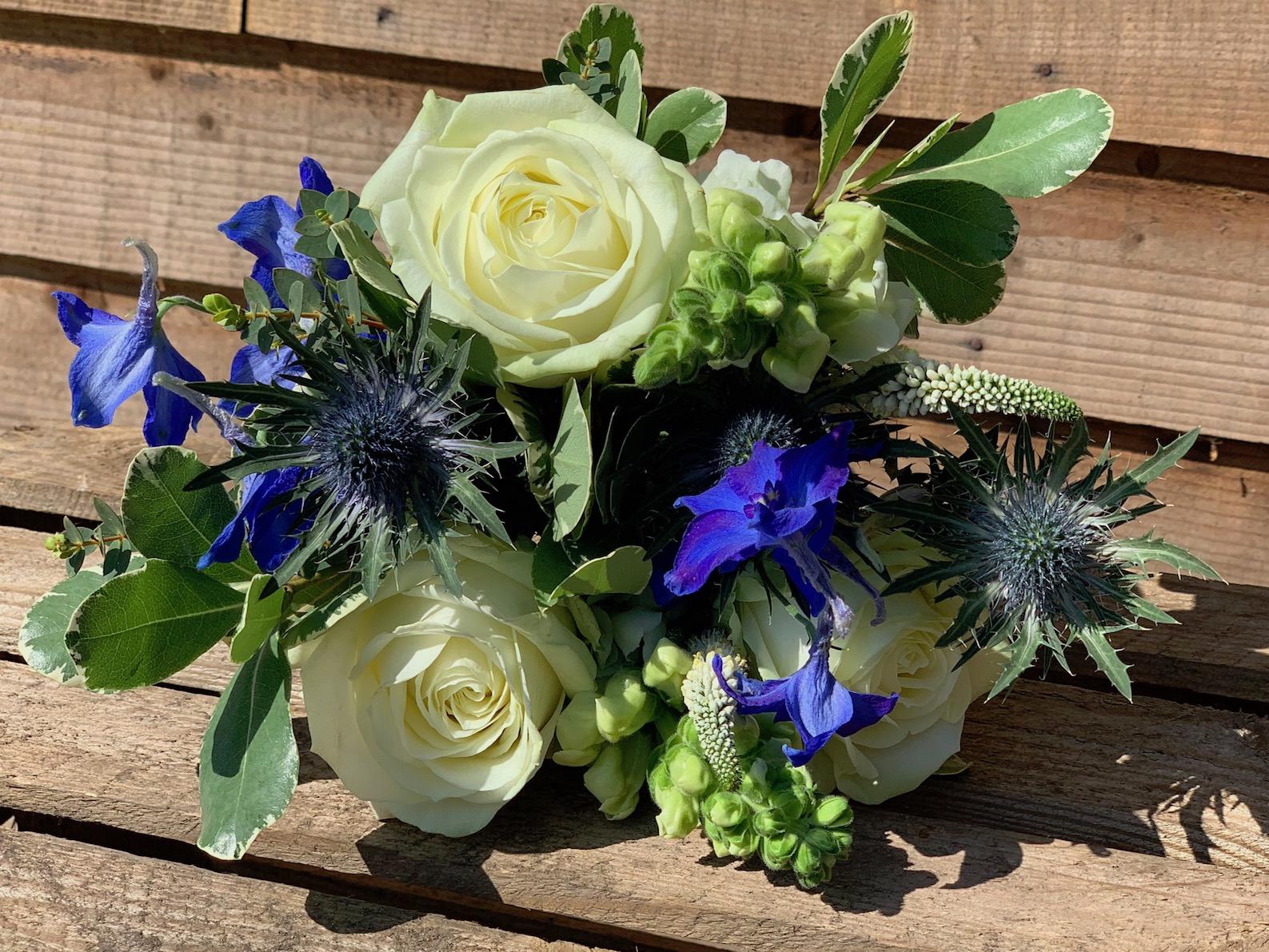 Bridesmaids Blue and White Bouquet