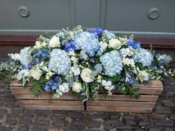 Blue & White Casket - Double Ended Spray