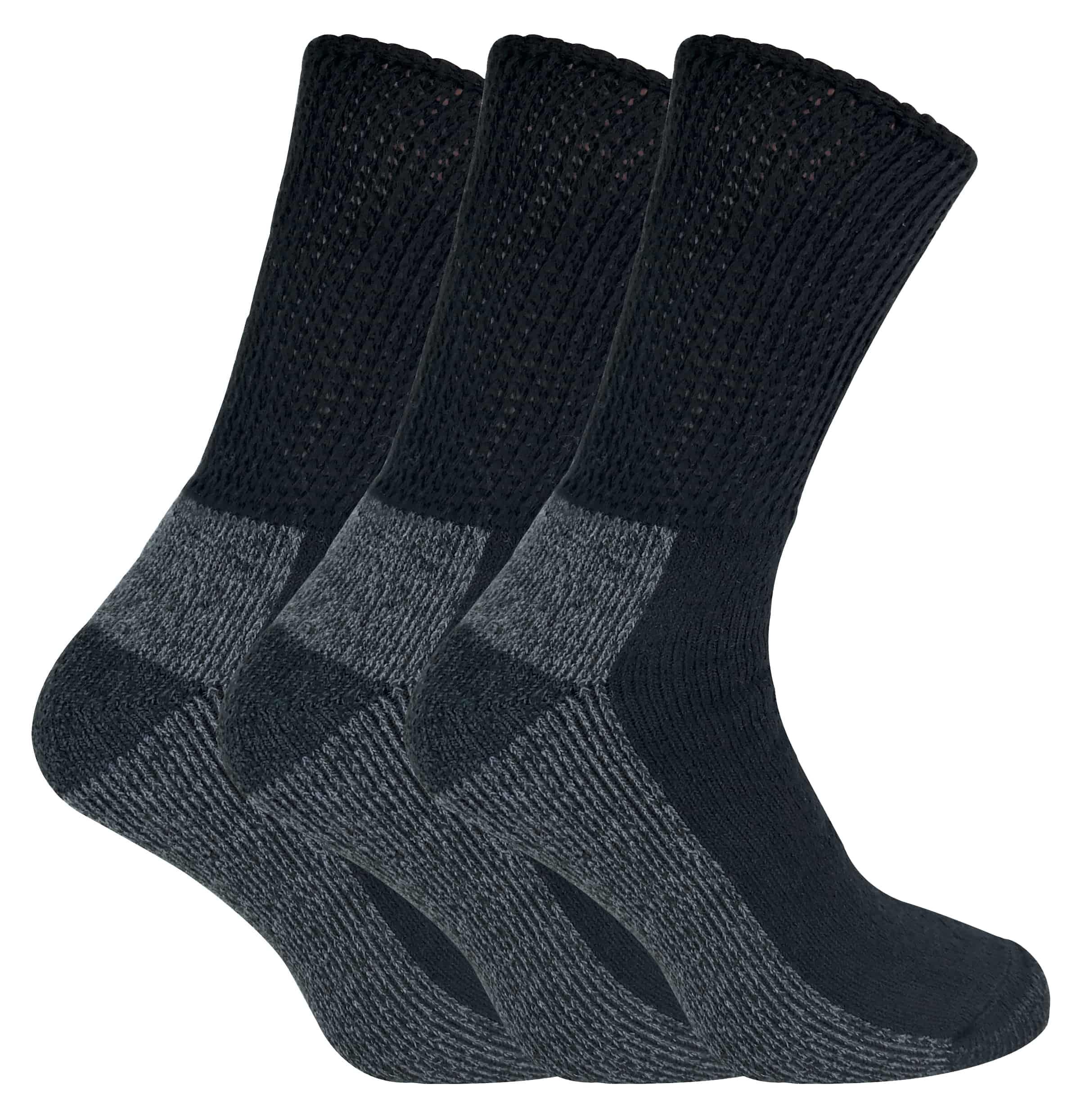 3 PAIRS MENS EXTRA WIDE CUSHIONED COTTON DIABETIC WORK SOCKS (SIZE 6-11)