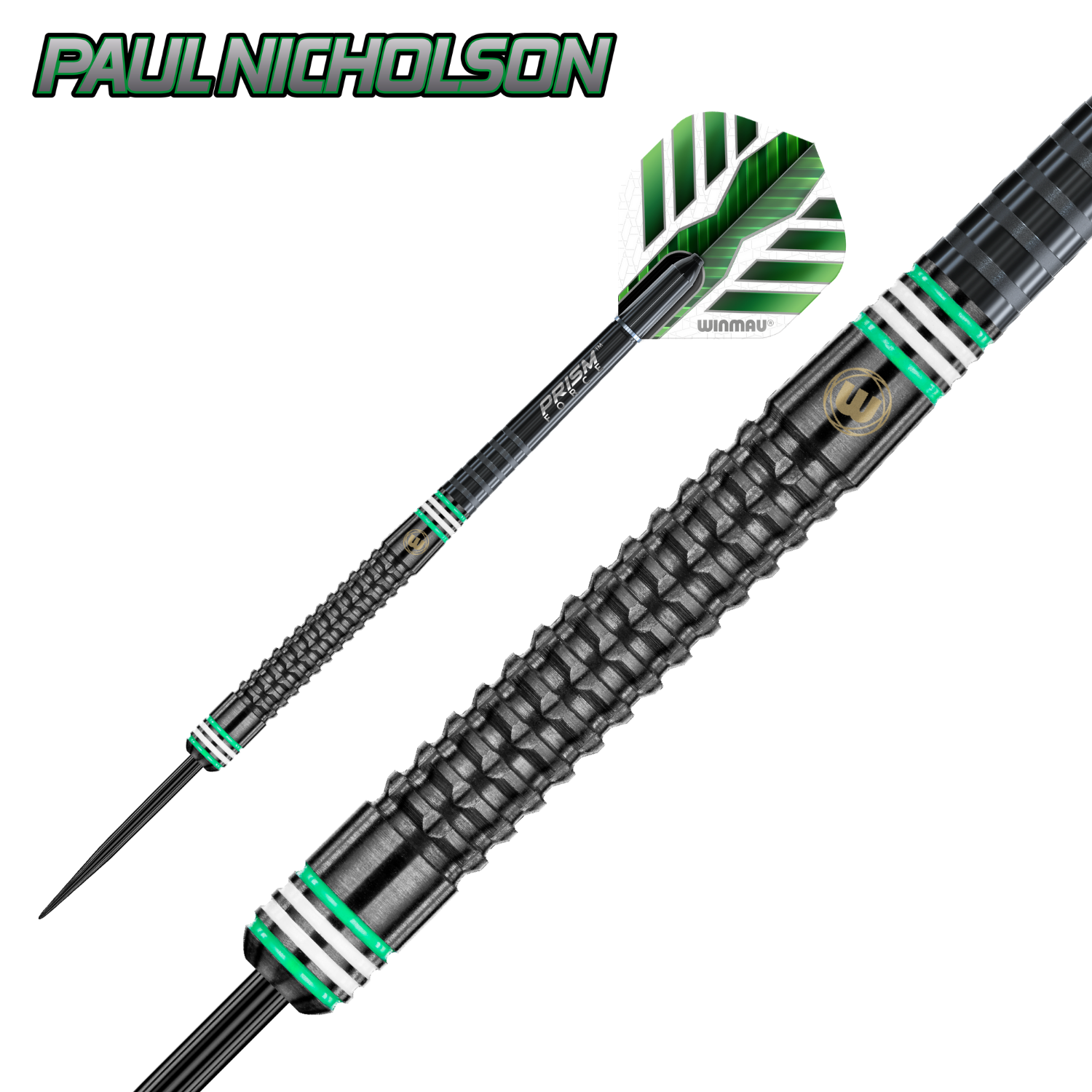 Paul Nicholson Hex Grip Black Onyx 90% Tungsten Steel Tip Darts by Winmau 