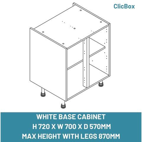 WHITE BASE CABINET  H 720 X W 700 X D 570MM
