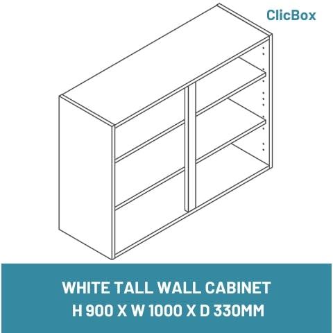 WHITE TALL WALL CABINET  H 900 X W 1000 X D 330MM