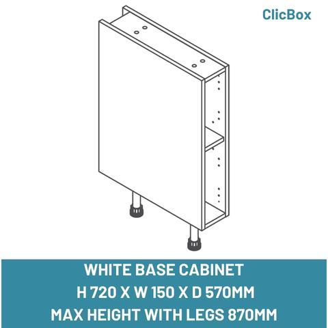 WHITE BASE CABINET  H 720 X W 150 X D 570MM