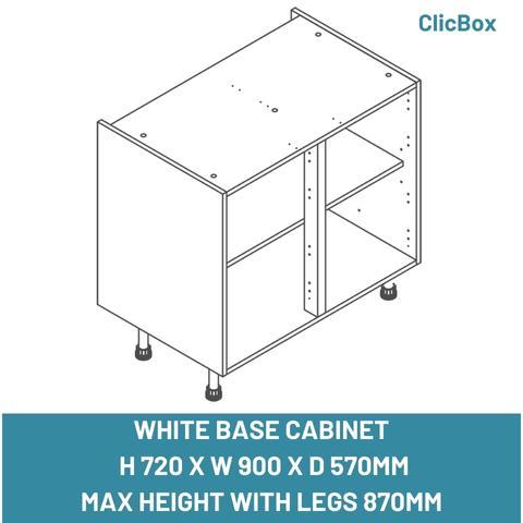 WHITE BASE CABINET  H 720 X W 900 X D 570MM