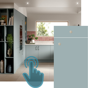 EXAMPLE OF AN ORA SUPER MATT AQUAMARINE CASHMERE KITCHEN