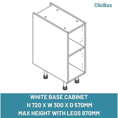 WHITE BASE CABINET  H 720 X W 300 X D 570MM