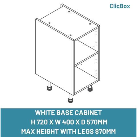 WHITE BASE CABINET  H 720 X W 400 X D 570MM