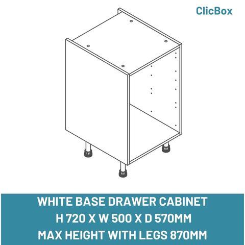 WHITE BASE DRAWER CABINET  H 720 X W 500 X D 570MM