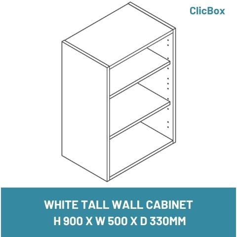 WHITE TALL WALL CABINET  H 900 X W 500 X D 330MM