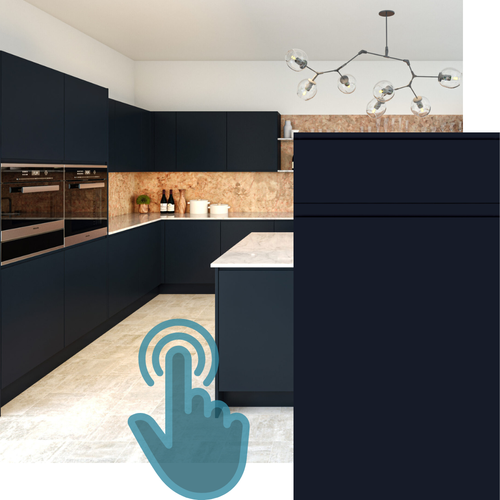 EXAMPLE OF J-PULL SUPERMATT INDIGO BLUE KITCHEN