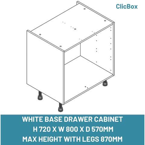 WHITE BASE DRAWER CABINET  H 720 X W 800 X D 570MM